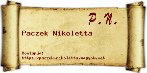 Paczek Nikoletta névjegykártya